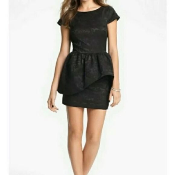Keepsake the Label Black Floral Asymmetrical Peplum Cocktail Mini Dress - Picture 1 of 13